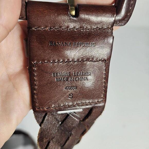 BANANA REPUBLIC Braided Leather Belt Brown SMALL. Boho Chic Trendy Classic - Picture 4 of 7